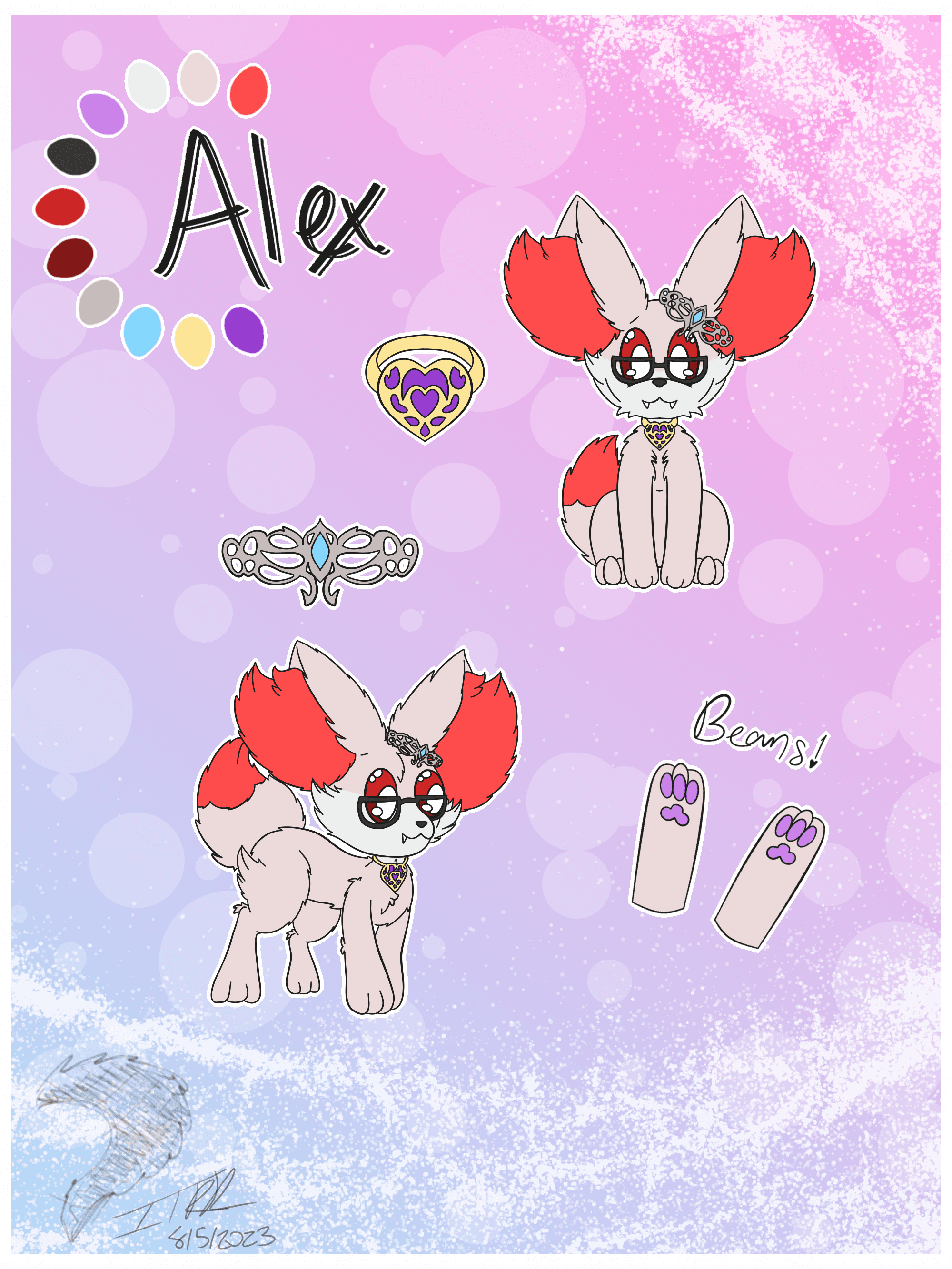 Reference Sheet of their silver Fennekin, Alex