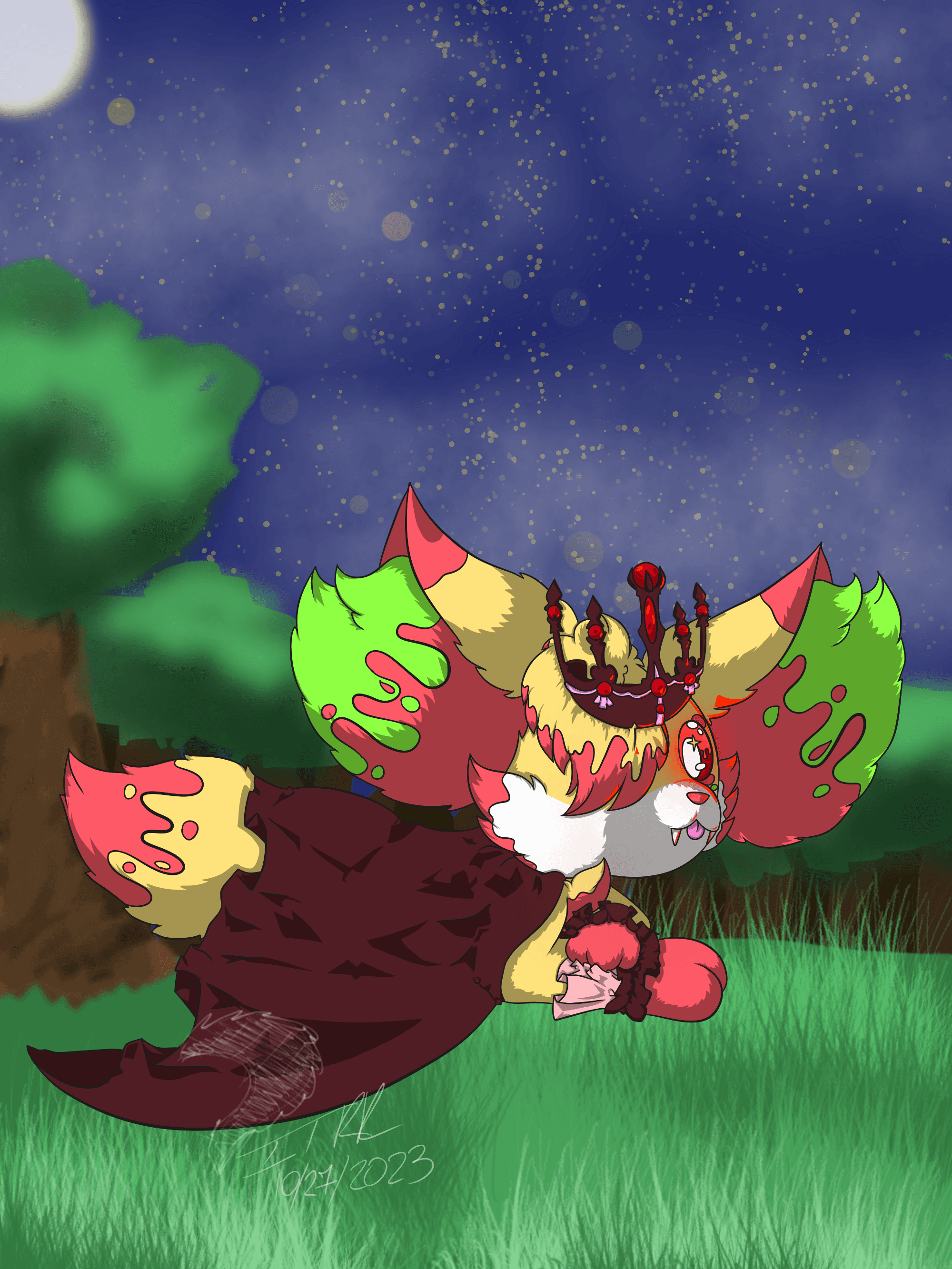 Fenki dressed up as a vampire priness for their birthday and Halloween